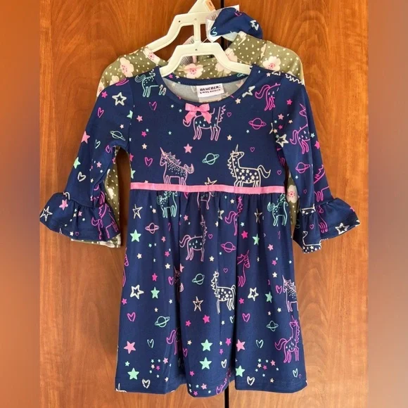 BLUEBERi boulevard - 2 Piece new dress Unicorn Flowers (Size 2T) - Picture 1 of 5